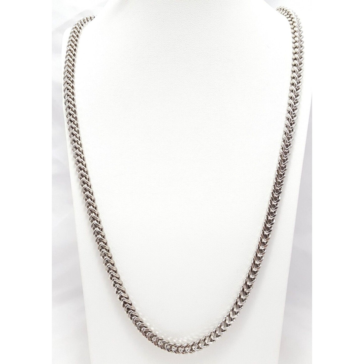 Large 10K White Gold Franco Link Chain Necklace