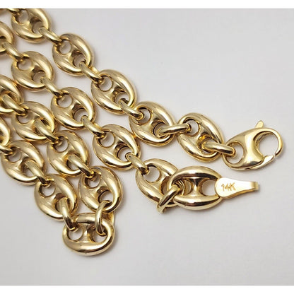 14K Yellow Gold Puffy Gucci Link Chain Necklace