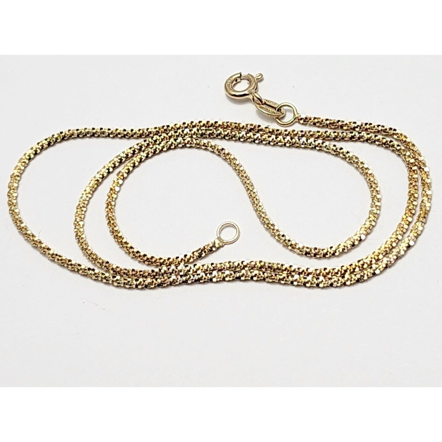 14K Yellow Gold Textured Mesh Chain Necklace