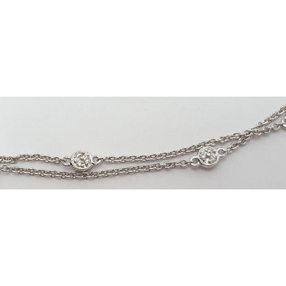 18K White Gold Round Diamond Cable Link Chain Necklace