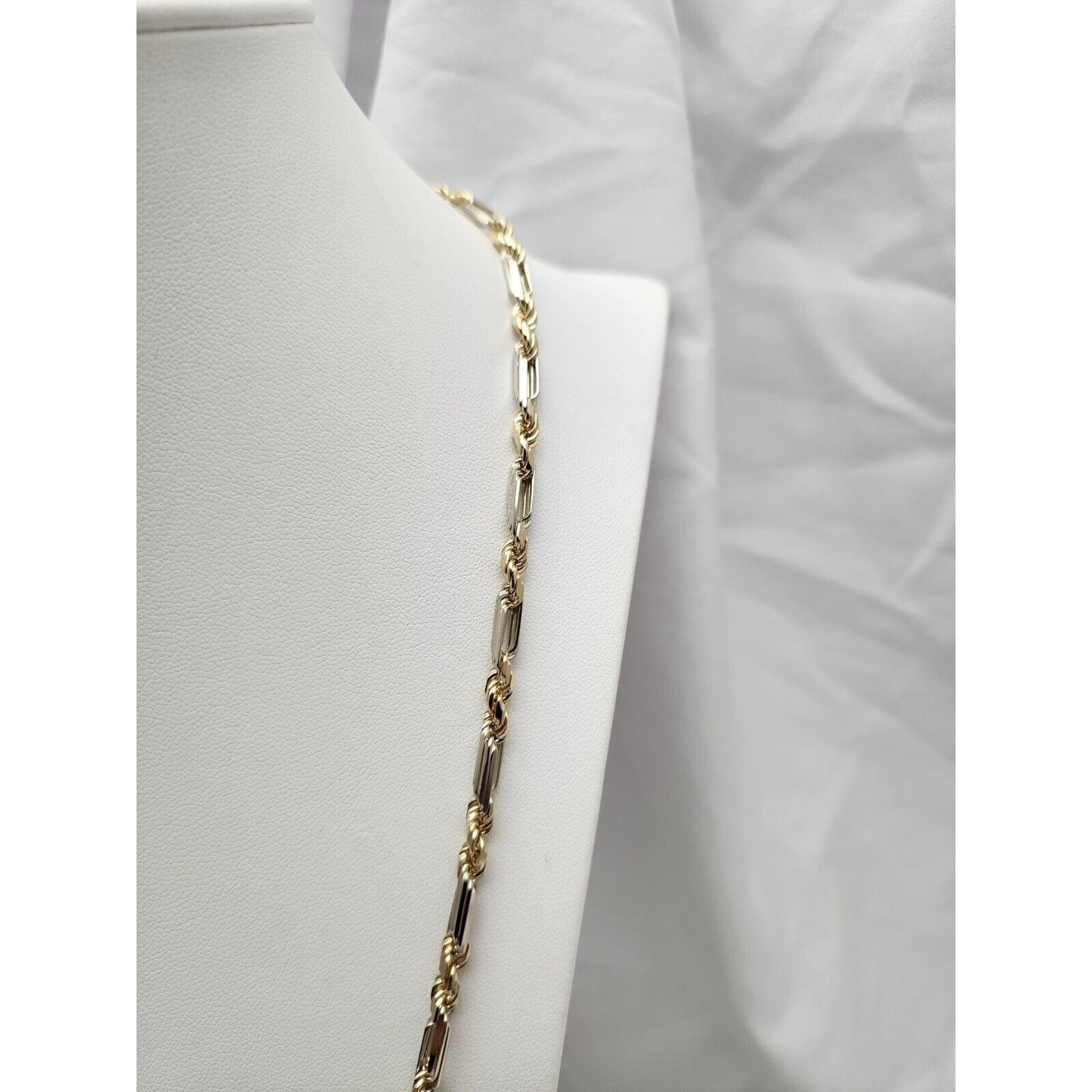 14K Solid Two Tone Gold Diamond Cut Milano Rope Chain Necklace