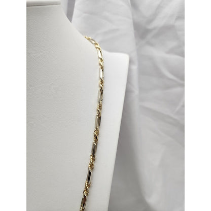 14K Solid Two Tone Gold Diamond Cut Milano Rope Chain Necklace