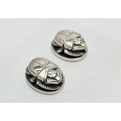 Allan Adler Sterling Silver Scarab Cufflinks 1940s Silversmith to the Stars