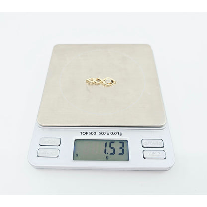 10K Yellow Gold Twisting Drop Dangle Diamond Charm Pendant