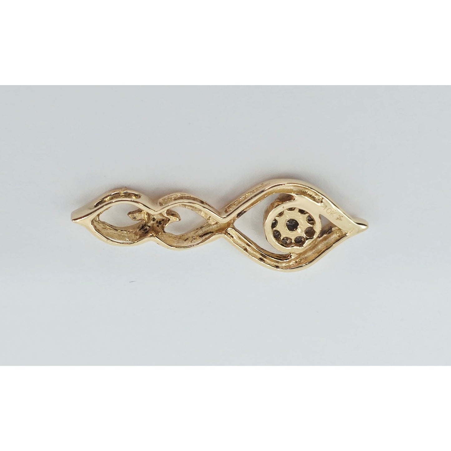 10K Yellow Gold Twisting Drop Dangle Diamond Charm Pendant