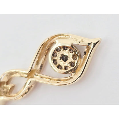 10K Yellow Gold Twisting Drop Dangle Diamond Charm Pendant