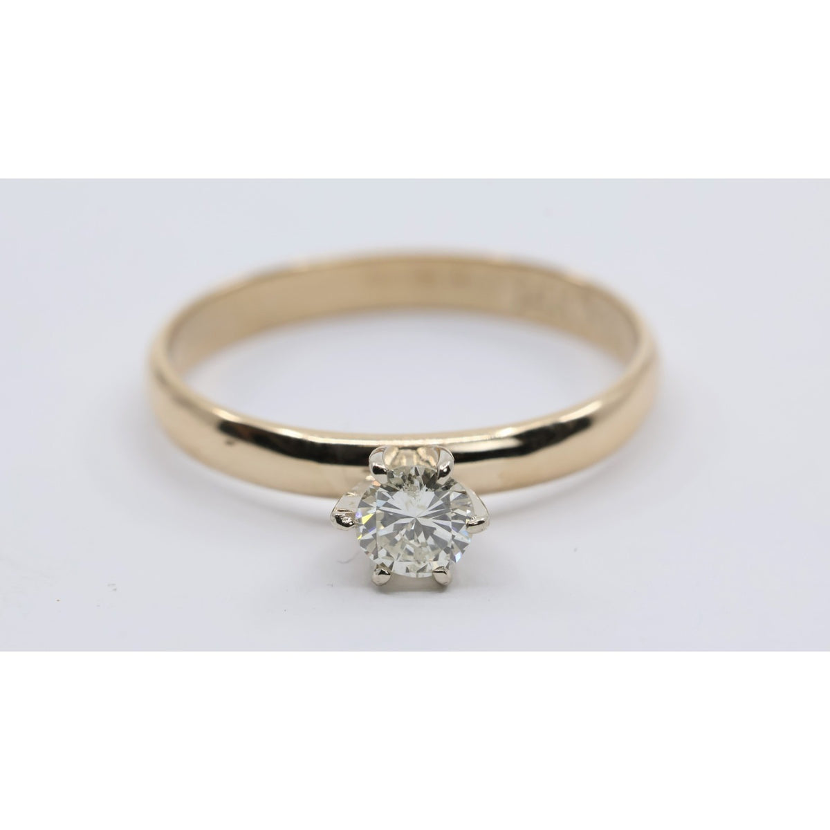 12K Yellow Gold Solitaire Diamond Engagement Ring