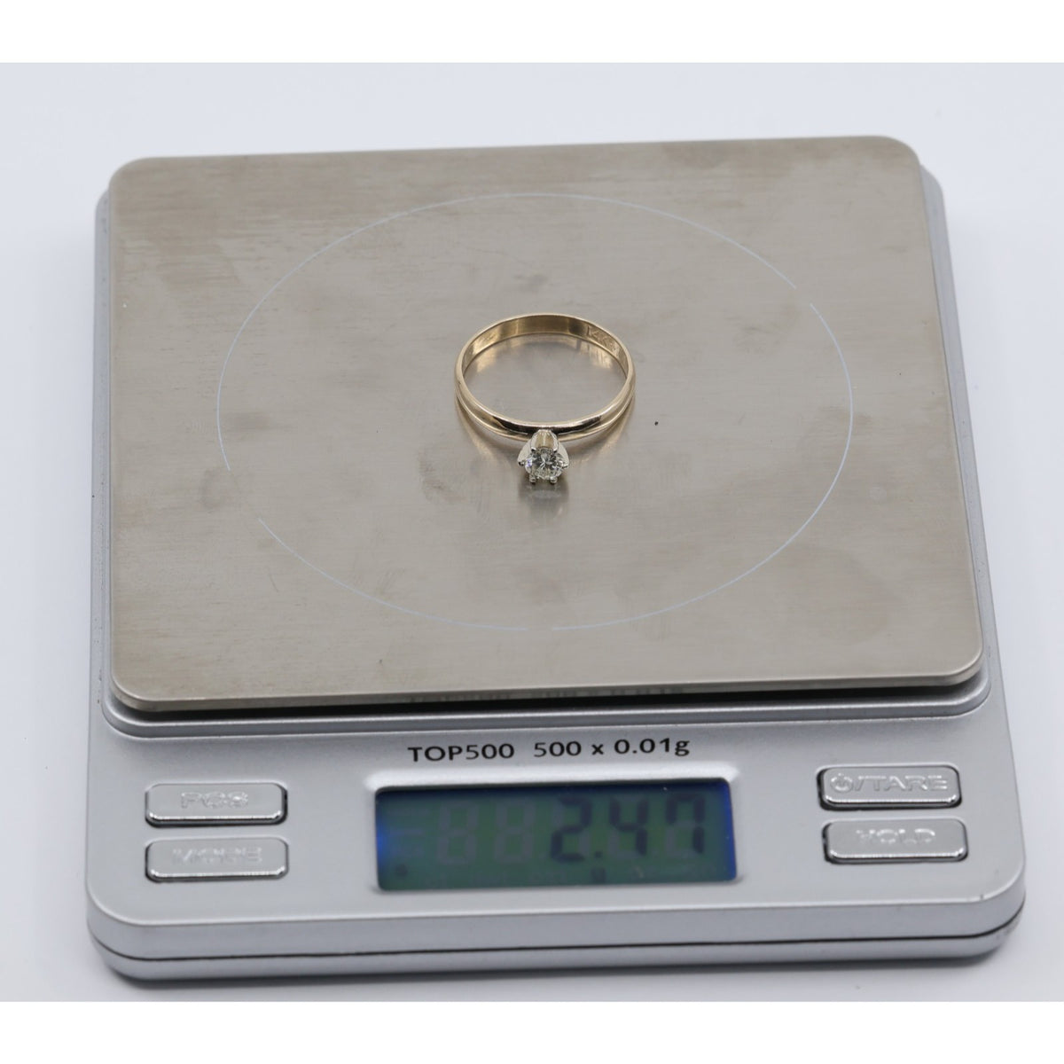12K Yellow Gold Solitaire Diamond Engagement Ring