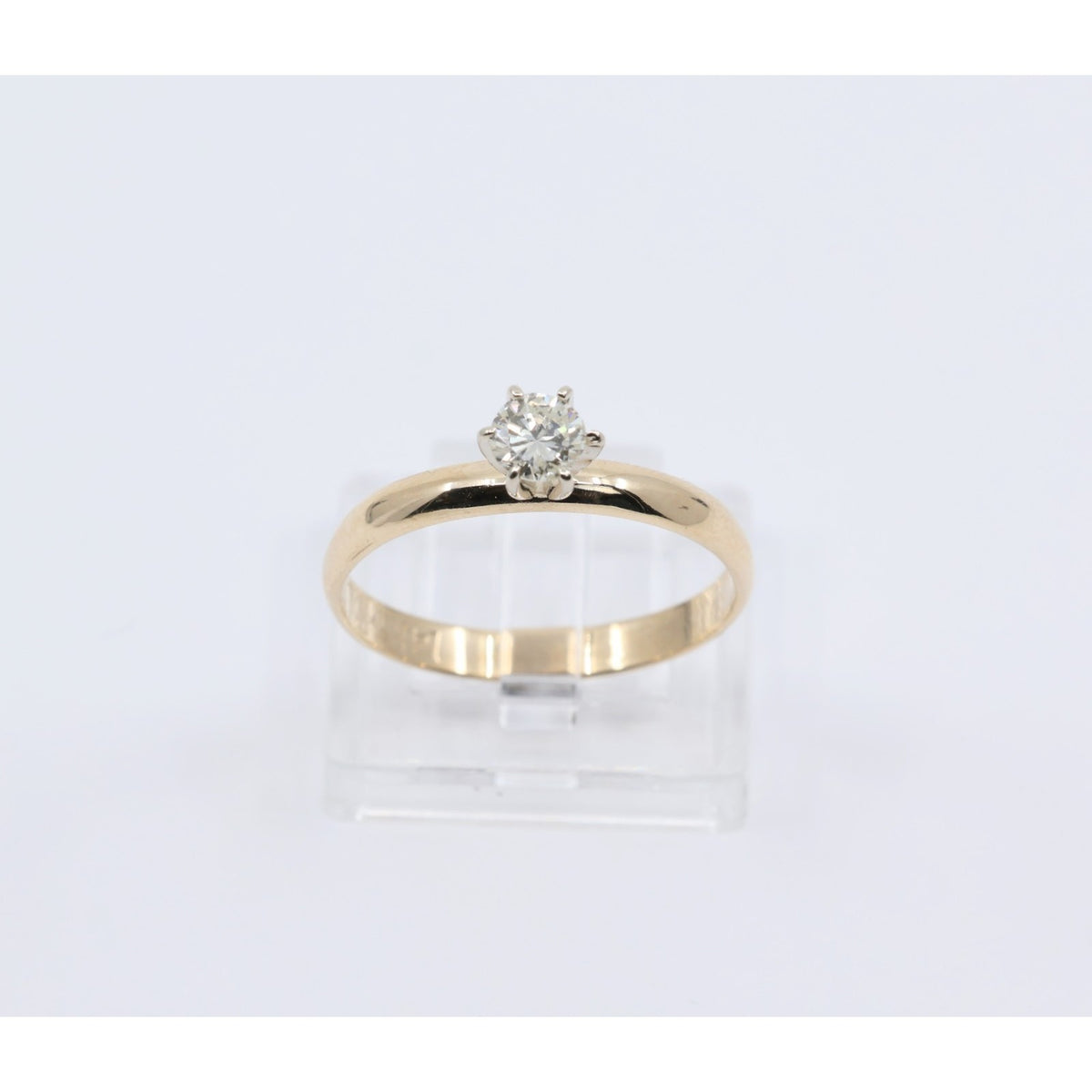 12K Yellow Gold Solitaire Diamond Engagement Ring