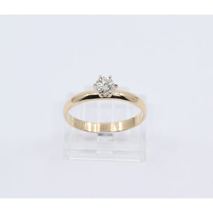 12K Yellow Gold Solitaire Diamond Engagement Ring