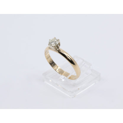 12K Yellow Gold Solitaire Diamond Engagement Ring