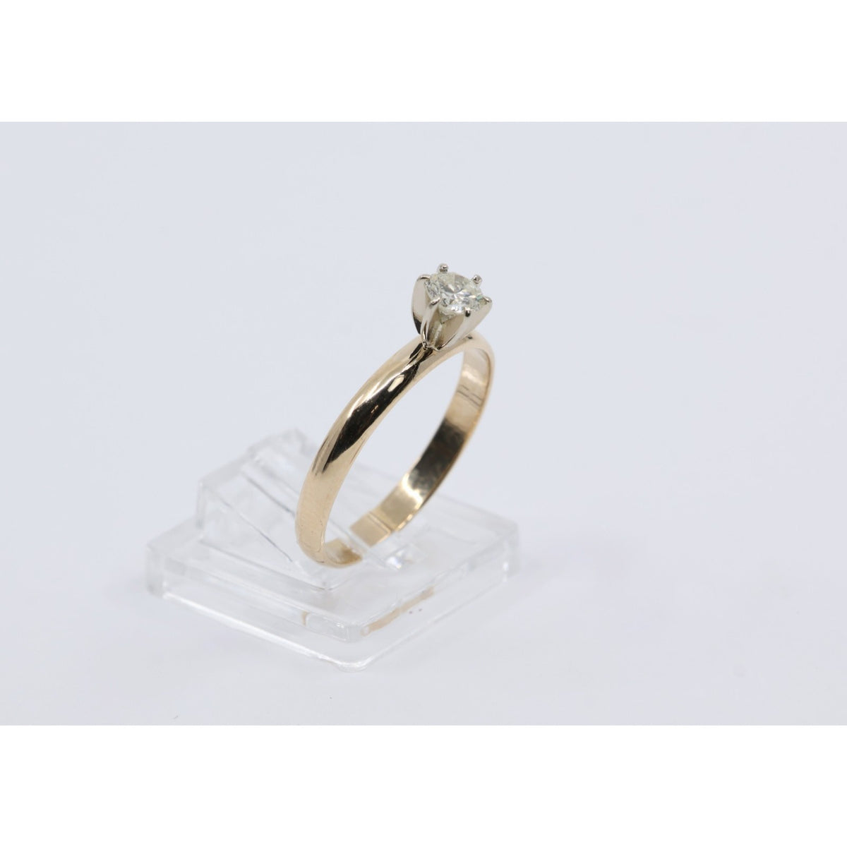 12K Yellow Gold Solitaire Diamond Engagement Ring
