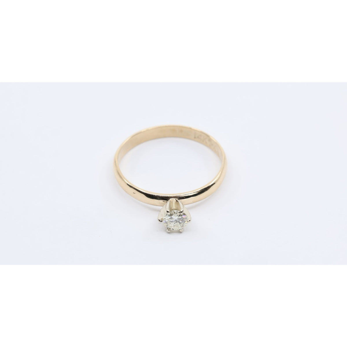 12K Yellow Gold Solitaire Diamond Engagement Ring
