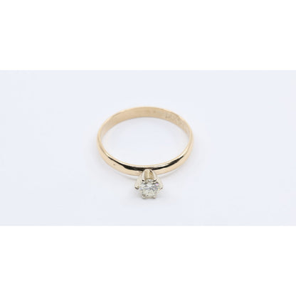 12K Yellow Gold Solitaire Diamond Engagement Ring