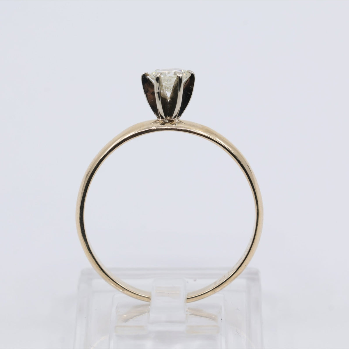 12K Yellow Gold Solitaire Diamond Engagement Ring