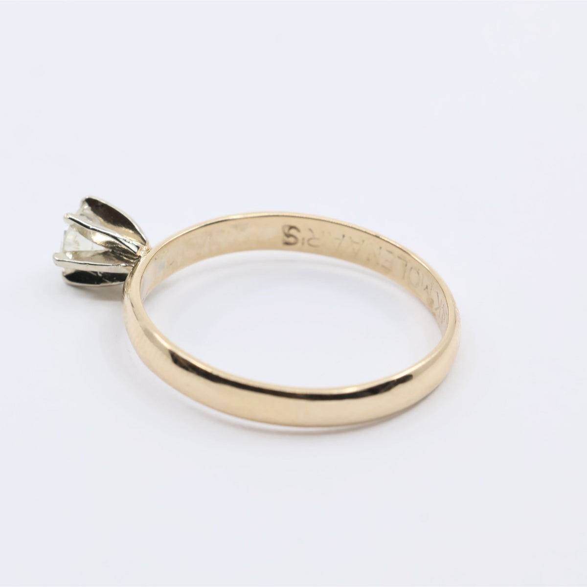 12K Yellow Gold Solitaire Diamond Engagement Ring