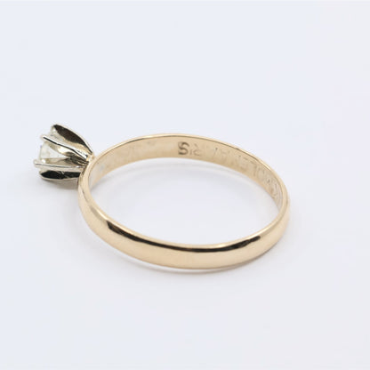 12K Yellow Gold Solitaire Diamond Engagement Ring