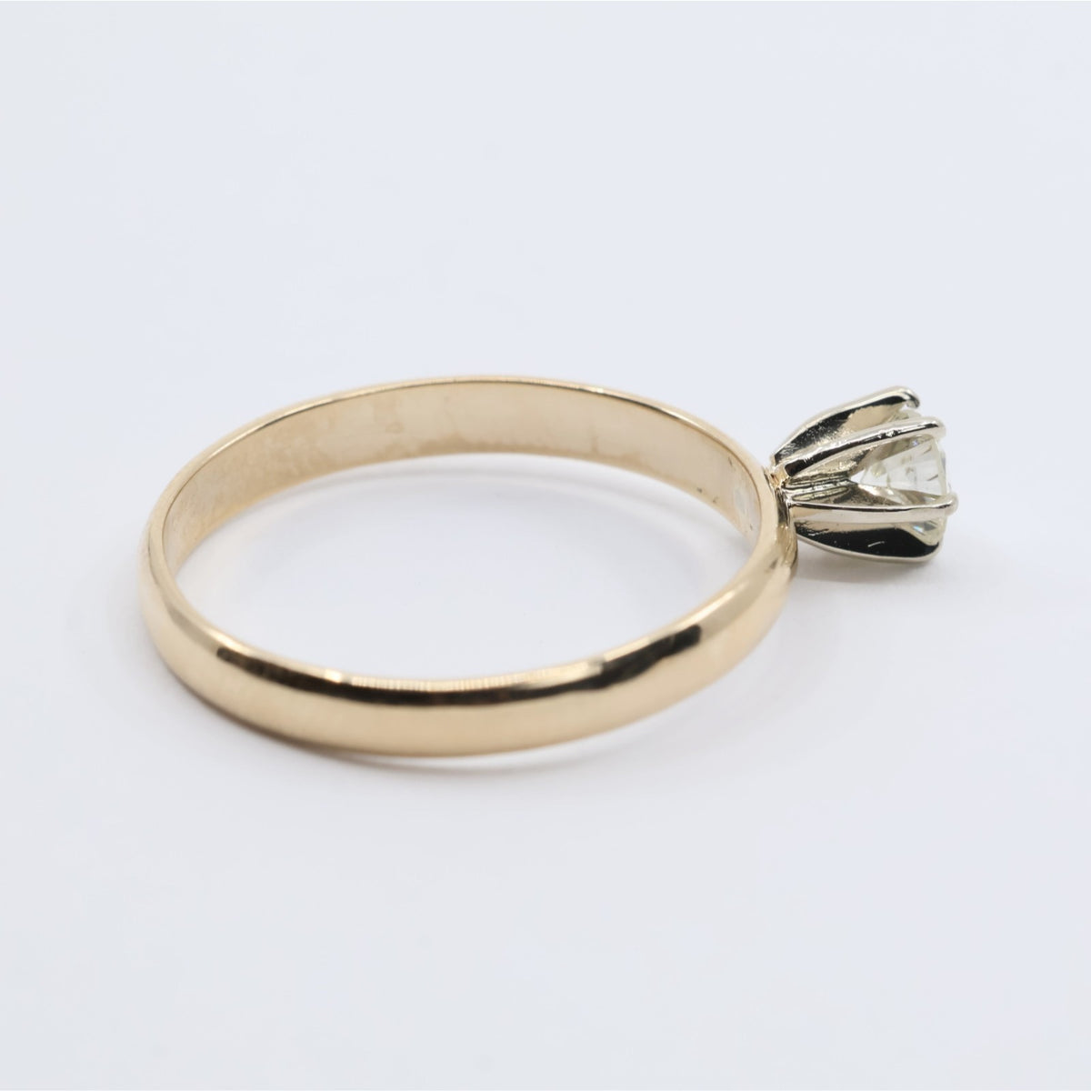 12K Yellow Gold Solitaire Diamond Engagement Ring