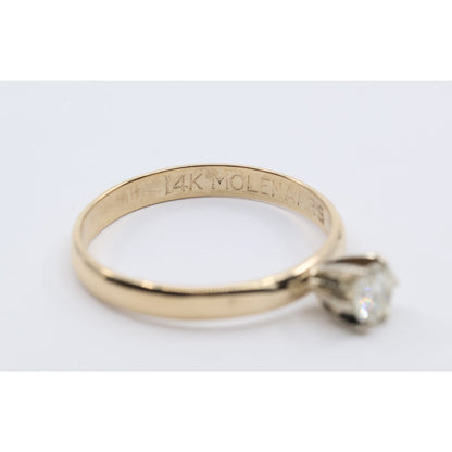12K Yellow Gold Solitaire Diamond Engagement Ring