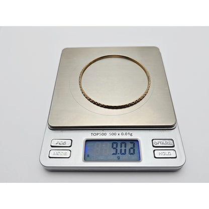 17K Yellow Gold Diamond Cut Bangle Bracelet