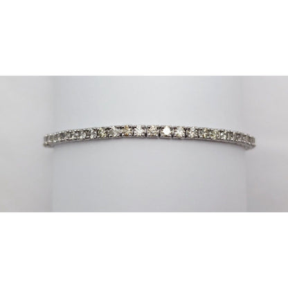 14K Solid White Gold Round Cut Diamond Tennis Link Bracelet