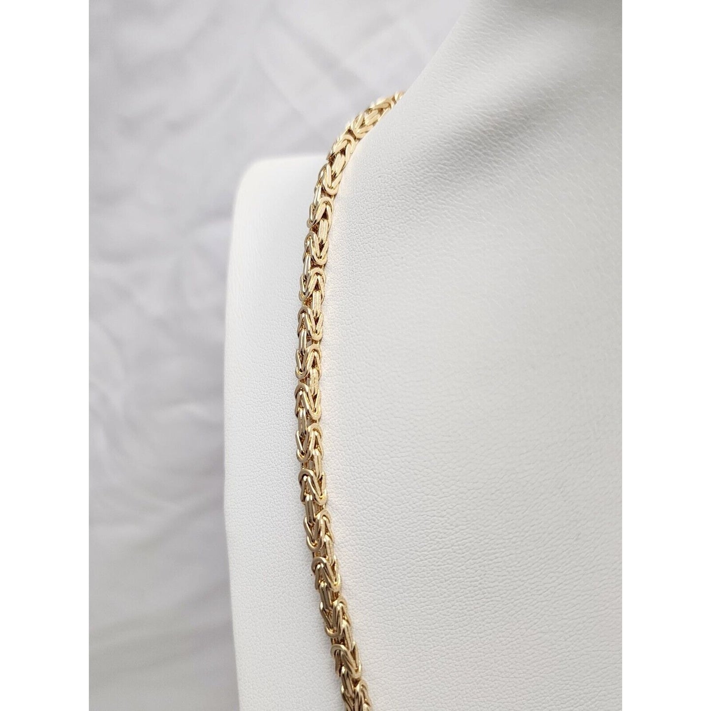 14K Yellow Gold Square Byzantine Link Chain Necklace