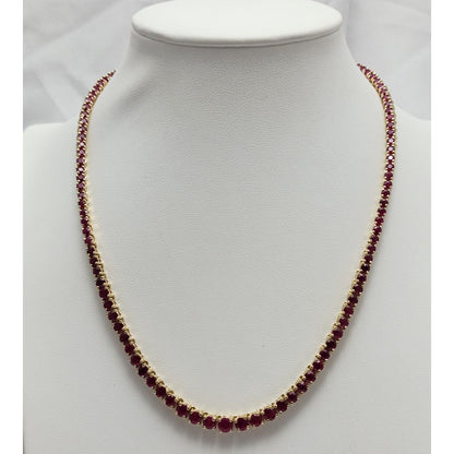 14K Yellow Gold Graduated Ruby Link Necklace