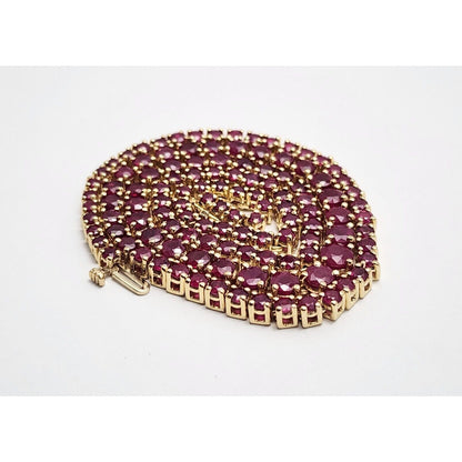 14K Yellow Gold Graduated Ruby Link Necklace