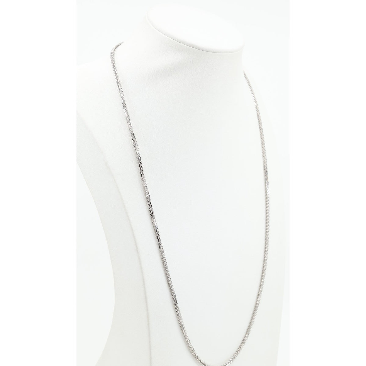 14K White Gold Franco Link Chain Necklace