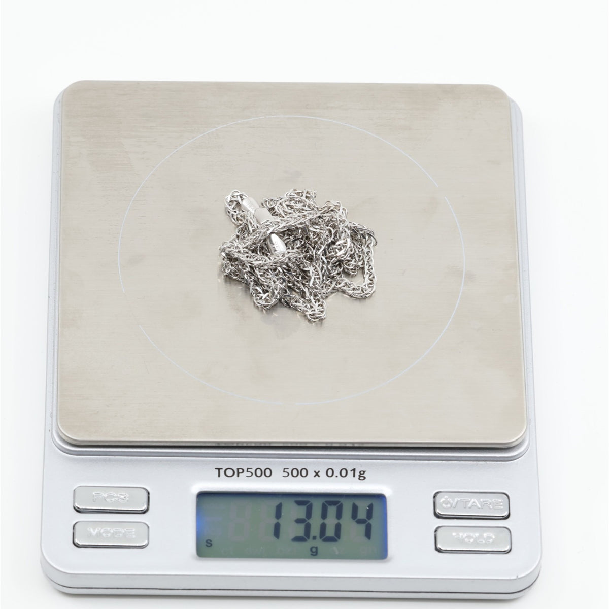 14K White Gold Franco Link Chain Necklace