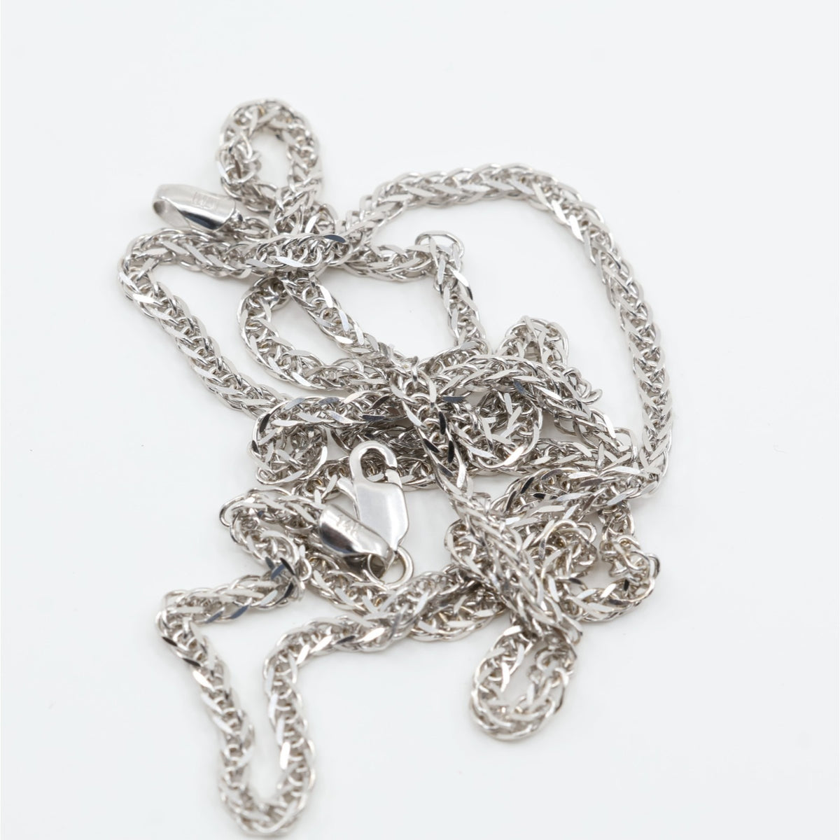 14K White Gold Franco Link Chain Necklace