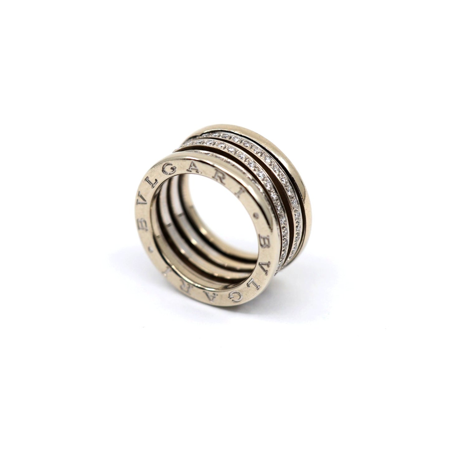 BVLGARI B.Zero1 4 Band 18K White Gold 3 Row 1.00ct Diamond Ring - Size 55 or 7