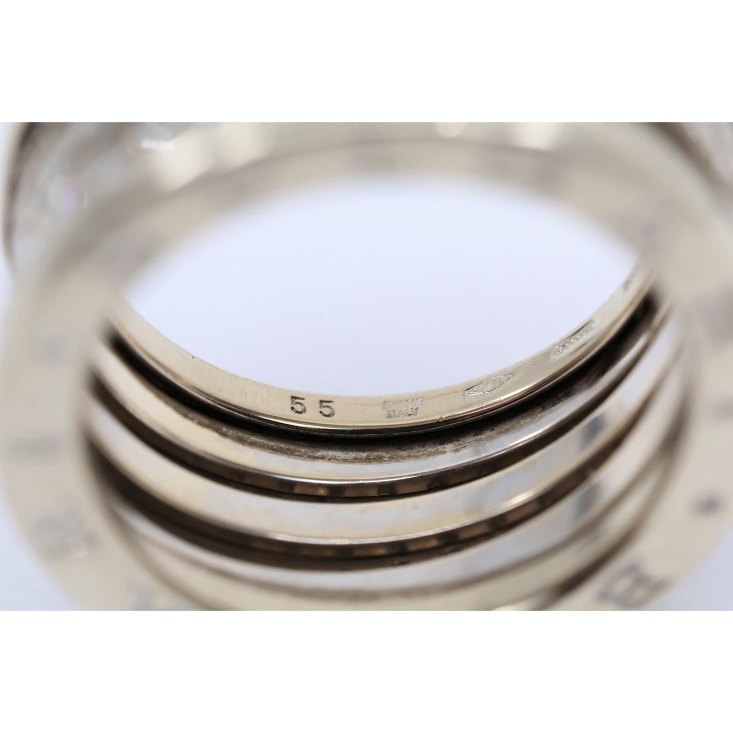 BVLGARI B.Zero1 4 Band 18K White Gold 3 Row 1.00ct Diamond Ring - Size 55 or 7