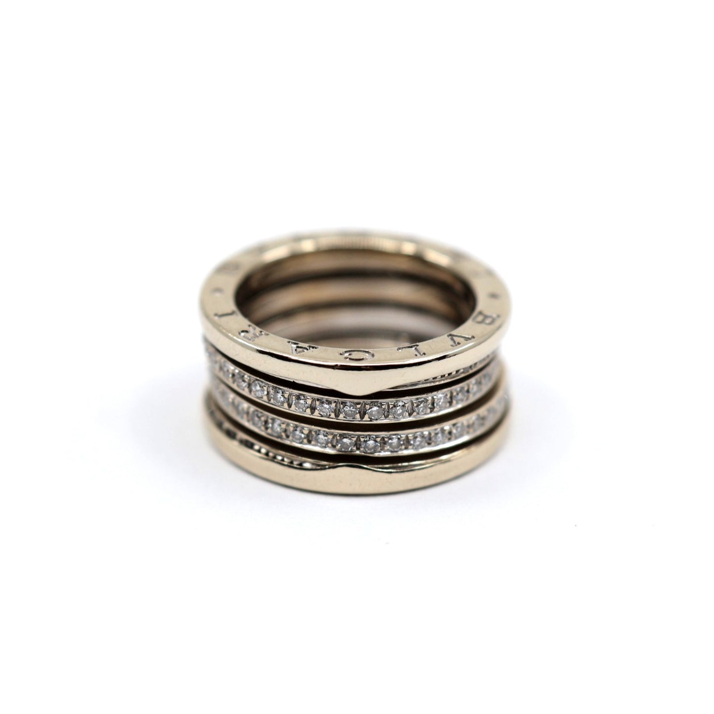 BVLGARI B.Zero1 4 Band 18K White Gold 3 Row 1.00ct Diamond Ring - Size 55 or 7