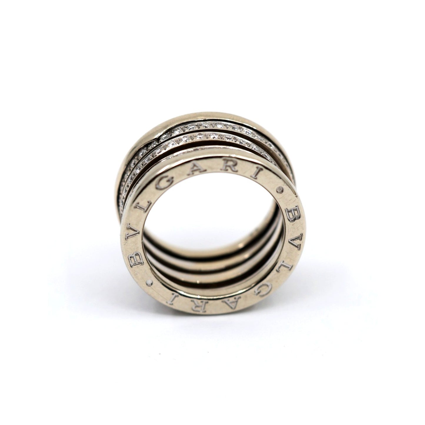 BVLGARI B.Zero1 4 Band 18K White Gold 3 Row 1.00ct Diamond Ring - Size 55 or 7