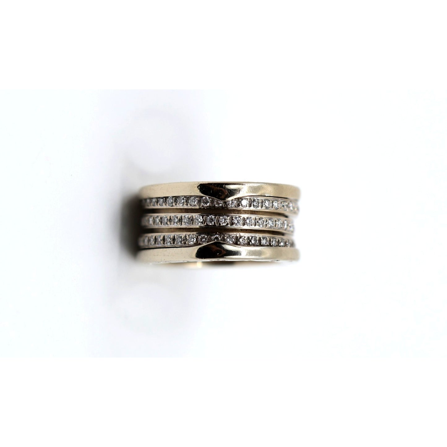 BVLGARI B.Zero1 4 Band 18K White Gold 3 Row 1.00ct Diamond Ring - Size 55 or 7