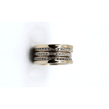BVLGARI B.Zero1 4 Band 18K White Gold 3 Row 1.00ct Diamond Ring - Size 55 or 7