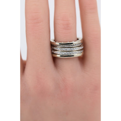 BVLGARI B.Zero1 4 Band 18K White Gold 3 Row 1.00ct Diamond Ring - Size 55 or 7