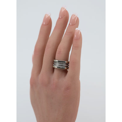 BVLGARI B.Zero1 4 Band 18K White Gold 3 Row 1.00ct Diamond Ring - Size 55 or 7