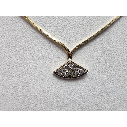 14K Yellow Gold Diamond Box Herringbone Link Chain Necklace