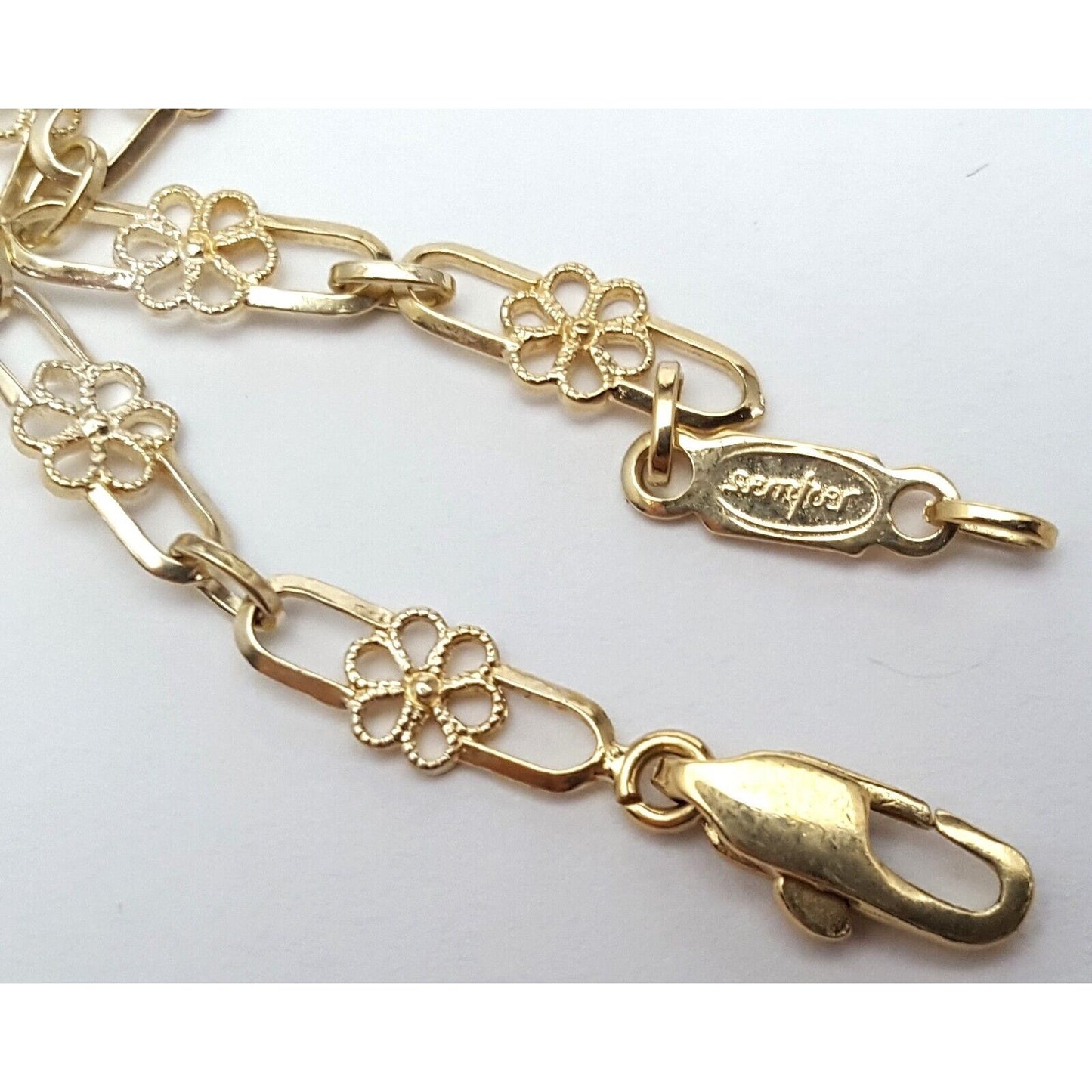 18K Yellow Gold Semper Designer Extra Long Flower Link Chain Necklace