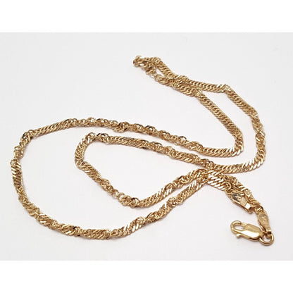 10K Yellow Gold Spiral Link Chain Necklace