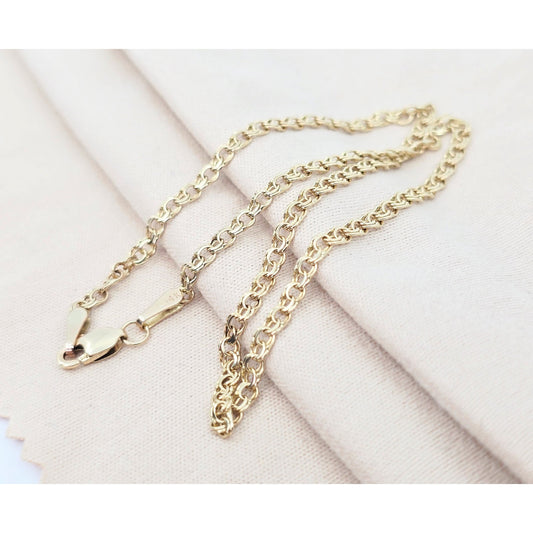 14K Yellow Gold Bismark Link Chain Anklet Bracelet