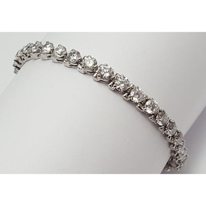 14K Solid White Gold Diamond Tennis Link Bracelet