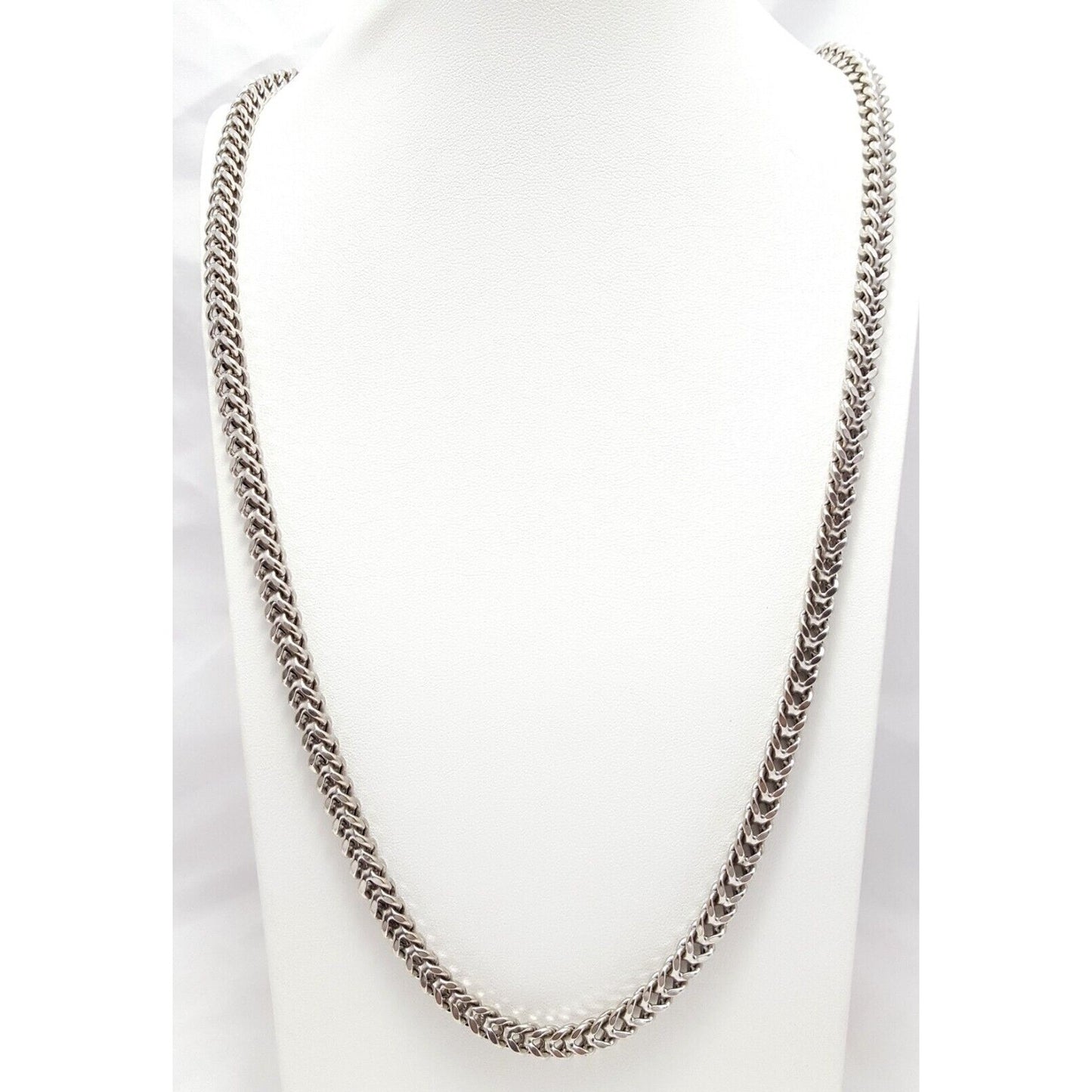 Large 10K White Gold Franco Link Chain Necklace