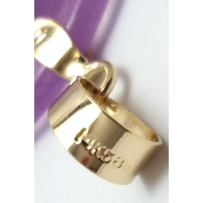 14K Yellow Gold Large Sized Purple Jade Buddha Charm Pendant