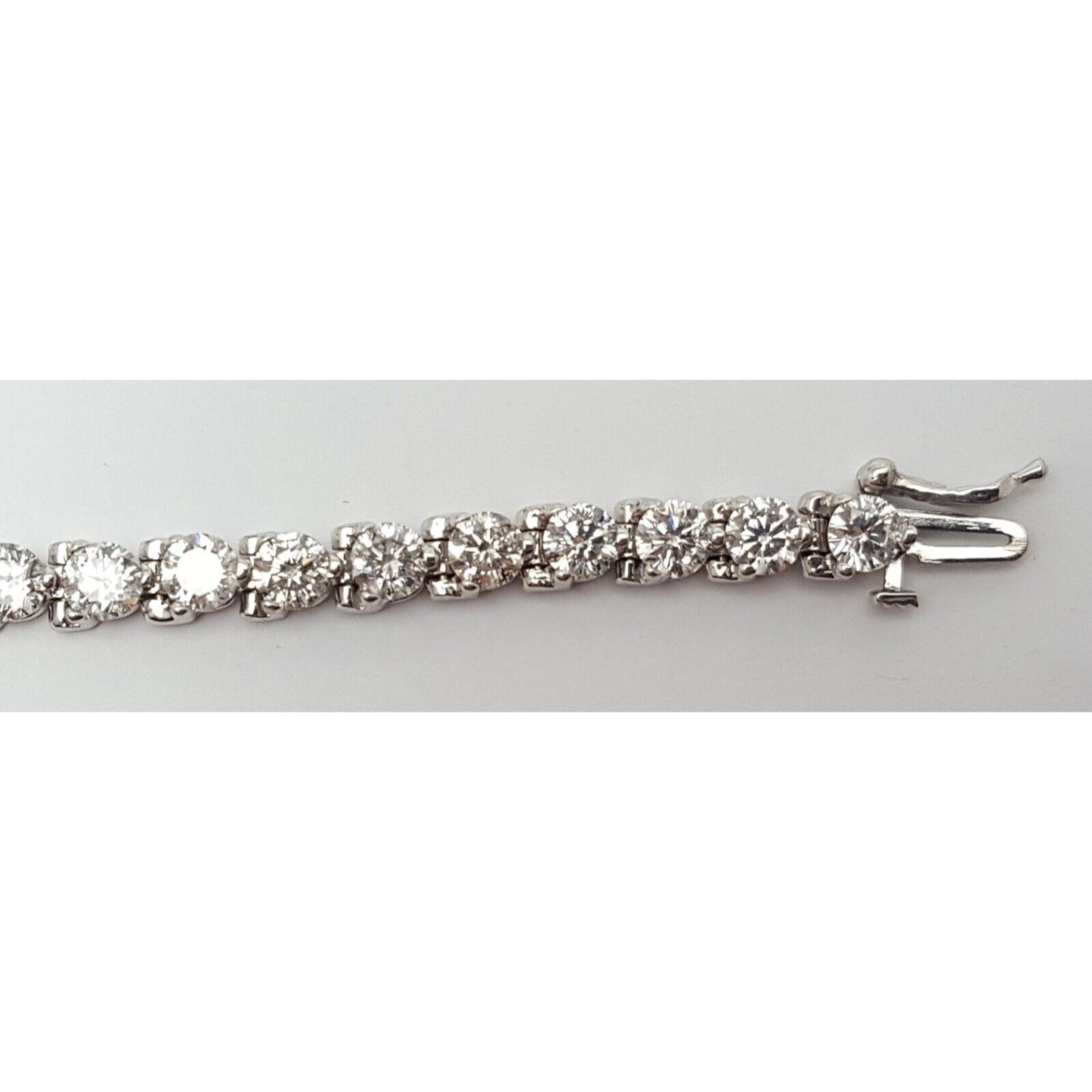 14K Solid White Gold Diamond Tennis Link Bracelet