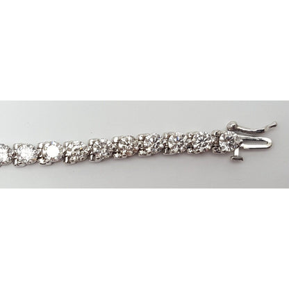 14K Solid White Gold Diamond Tennis Link Bracelet