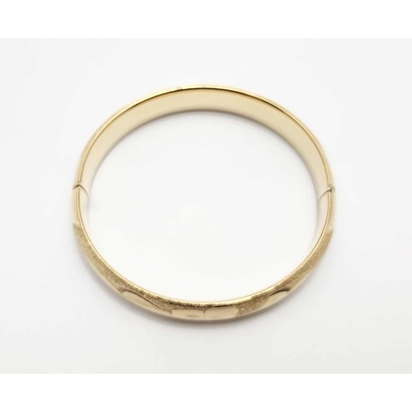 14K Yellow Gold Textured Floral Diamond Dust Bangle Bracelet