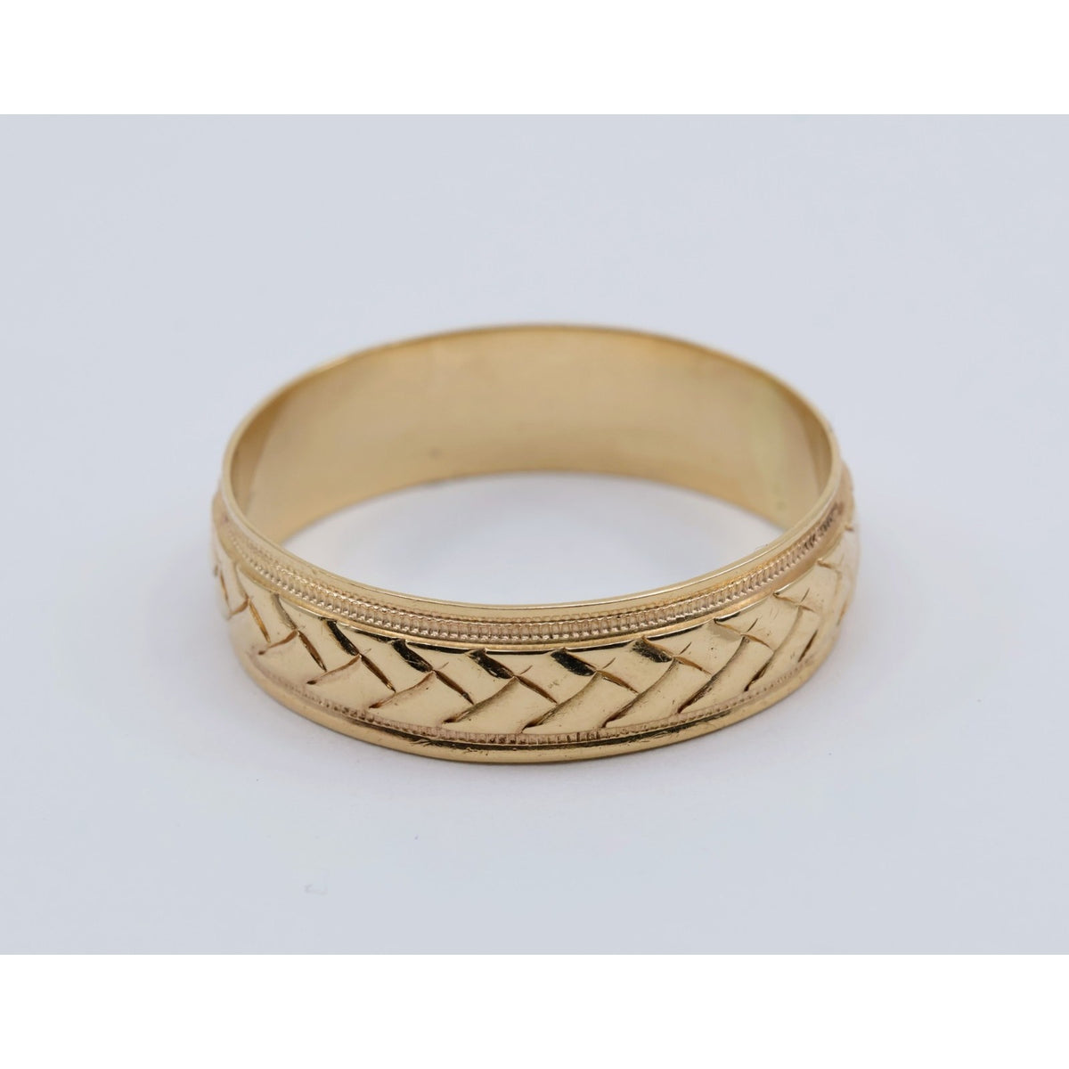 14K Yellow Gold Woven Braided Pattern Wedding Band Ring